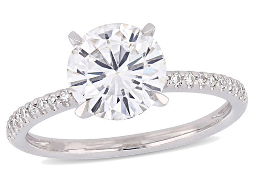 2.00 Carat (ctw) Solitaire Round Synthetic Moissanite Engagement Ring 14k White Gold with Diamonds 1/10 Carat (ctw) - 08DLG1004030MOIW-9.5