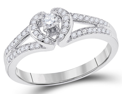 1/4 Carat (ctw H-I, I1-I2) Diamond Promise Ring in 10K White Gold - 08GDG101860W-7