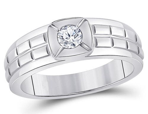 1/2 Carat (ctw I-J , I2) Diamond Solitaire Engagement Bezel Set Ring in 14K White Gold - 08GDG115869W-7