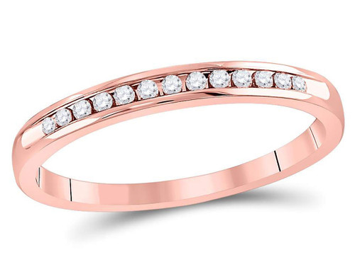 1/10 Carat (ctw I-J, I2-I3) Channel Set Diamond Wedding Band Ring in 14K Rose Pink Gold - 08GDG102069R-8