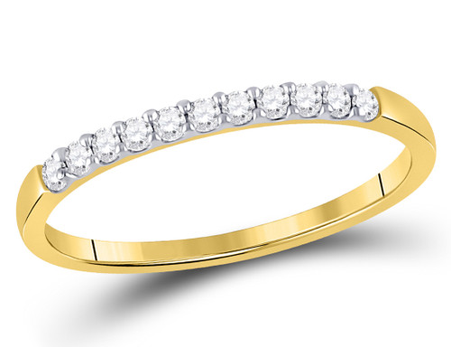 Pave Set Diamond Wedding Band Ring 1/7 Carat (ctw H-I, I1-I2) in 14K Yellow Gold - 08GDG107015-7
