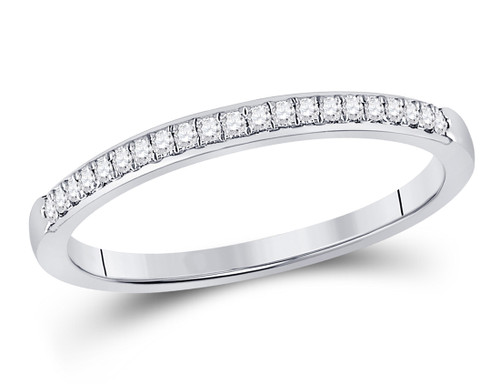 1/7 Carat (ctw H-I  I2-I3) Diamond Wedding Anniversary Band Ring in 14K White Gold - 08GDG15080215W-8
