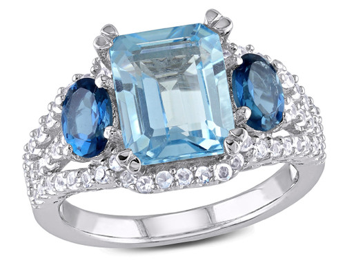 5.65 Carat (ctw) Blue Topaz Three Stone Ring in Sterling Silver - 68DLG1003487BT-6