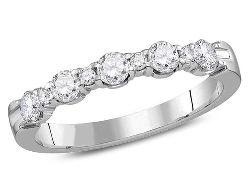 1/2 Carat (ctw H-I, I1-I2) Pave-Set Diamond Wedding Band Ring in 14K White Gold - 08GDG11440850W-7