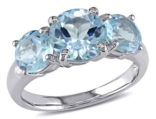4.35 Carat (ctw) Blue Topaz Three Stone Ring in Sterling Silver - 68DLG1004246BT-11