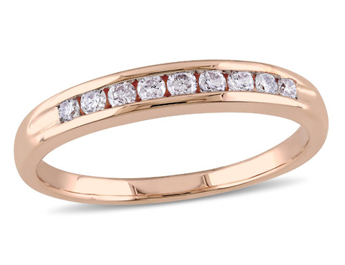 Diamond Anniversary Wedding Band Ring 1/4 Carat (ctw G-H-I, I2-I3) in 10k Rose Pink Gold - 08DLG1004738W-8.5