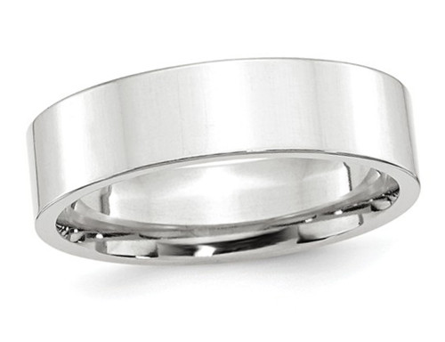 Ladies or Mens 14K White Gold 6mm Flat Comfort Fit Wedding Band Ring - 08QGG0060FM-10