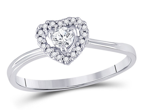 1/4 Carat (ctw) Diamond Heart Promise Ring in 10K White Gold - 08GDG101906W-7