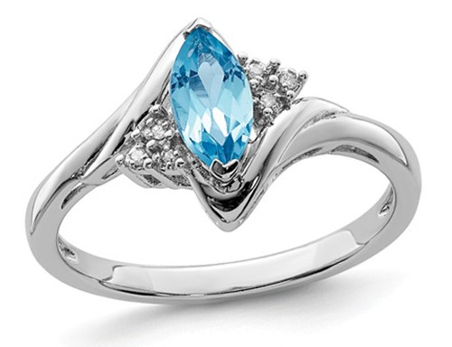 1/2 Carat (ctw) Marquise-Cut Blue Topaz Ring in Sterling Silver - 68QGG4542BT-7