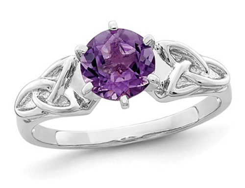 1.00 Carat (ctw) Amethyst Celtic Trinity Ring in Sterling Silver - 68QGG7039AM-7