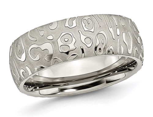 Mens 8mm Titanium Brushed and Polished Band Ring - 88QGG0276GM-10