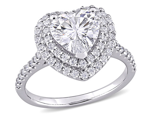 2.60 Carat (ctw) Lab Created Moissanite Heart Promise Ring in 10K White Gold - 08DLG1004829MOIW-9