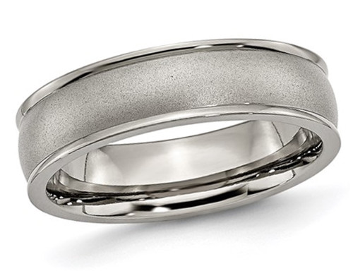 Ladies or Mens Titanium Ridged Edge 6mm Satin Wedding Band Ring - 28QGG0166GF-10.5