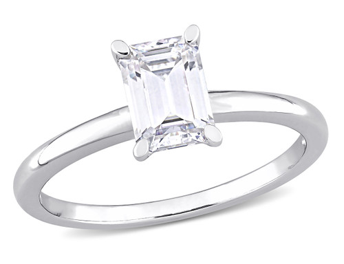1.00 Carat (ctw) Lab-Created Emerald-Cut Moissanite Engagement Ring in Sterling Silver - 68DLG1004897MOI-5.5