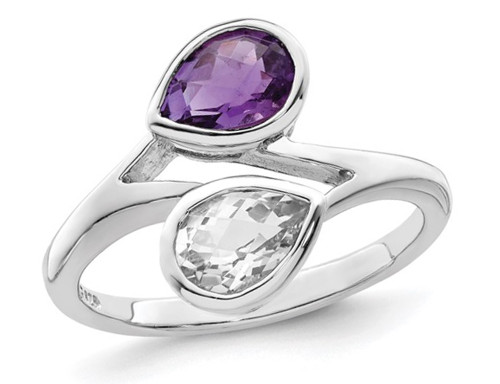 1.50 Carat (ctw) Amethyst & White Topaz Ring in Sterling Silver - 68QGG7420AM-7