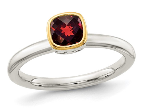 4/5 Carat (ctw) Solitaire Garnet Ring in Sterling Silver with Yellow Accent - 68QGG1738GA-8