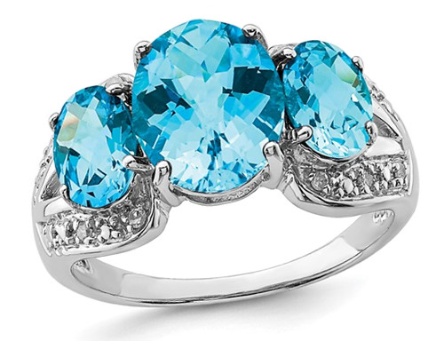 5.40 Carat (ctw) Blue Topaz Three Stone Ring in Sterling Silver - 68QGG3184BT-9