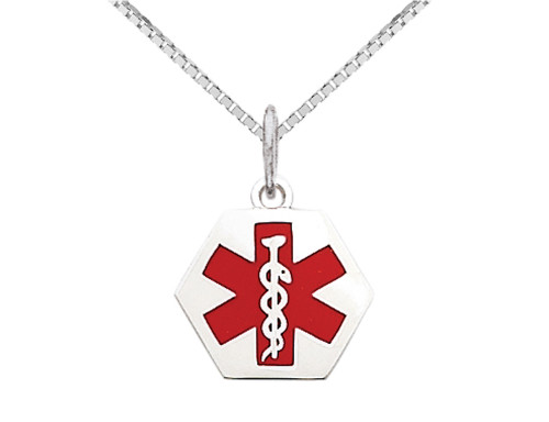 14K White Gold Medical Charm Pendant Necklace with Chain - 02QGG0441W