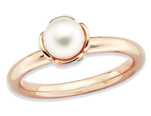 Freshwater Cultured Pearl Ring in Rose Pink Plated Sterling Silver - 68QGG0750PF-7