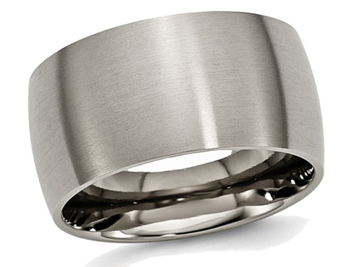 Mens Chisel Titanium 12mm Brushed Wedding Band Ring - 28QGG0116GM-11.5