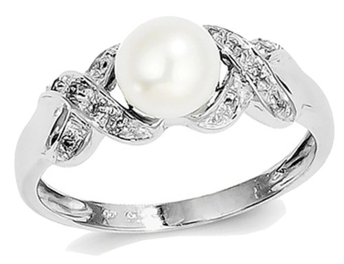 Sterling Silver Freshwater Cultured White Pearl Ring - 68QGG0851PF-8