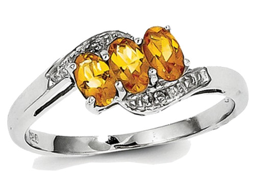 1/2 Carat (ctw) Three-Stone Citrine Ring in Sterling Silver - 68QGG0731CT-8