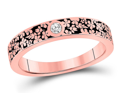 1/20 Carat (ctw) Diamond Floral Anniversary Band Ring in 14K Rose Pink  Gold - 08GDG153362R-8