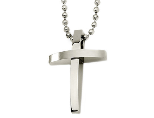 Mens Stainless Steel Cross Pendant Necklace with Chain - 82QGG29218
