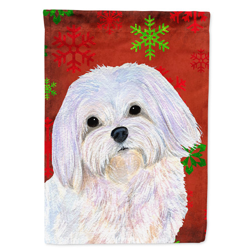 Caroline's Treasures SS4689-FLAG-PARENT Maltese Red and Green Snowflakes Holiday Christmas Flag, , multicolor - SS4689GF
