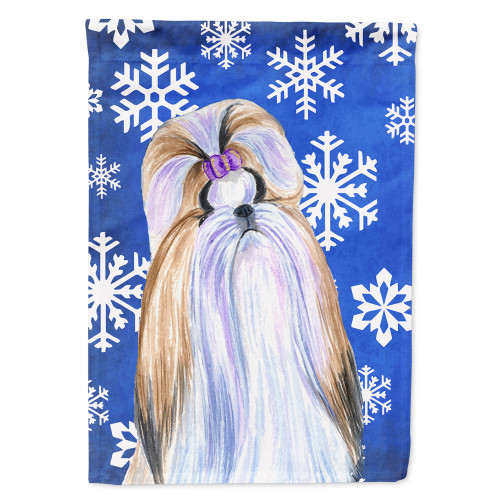 Caroline's Treasures SS4603-FLAG-PARENT Shih Tzu Winter Snowflakes Holiday Flag, , multicolor - SS4603GF