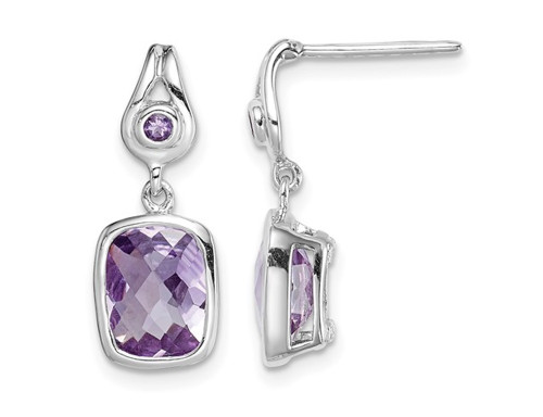 4.45 Carat (ctw) Amethyst Dangle Earrings in Sterling Silver