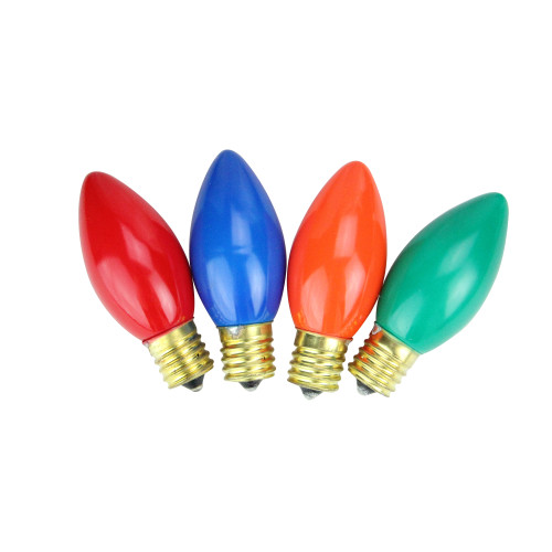 Pack of 4 Opaque Multi C9 Ceramic Christmas Replacement Bulbs
