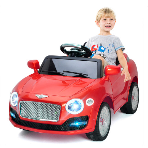 Costway 6V Kids Ride On Car Electric Battery Power RC Remote Control & Doors w/ MP3 Red/White/Golden - TY564944GD