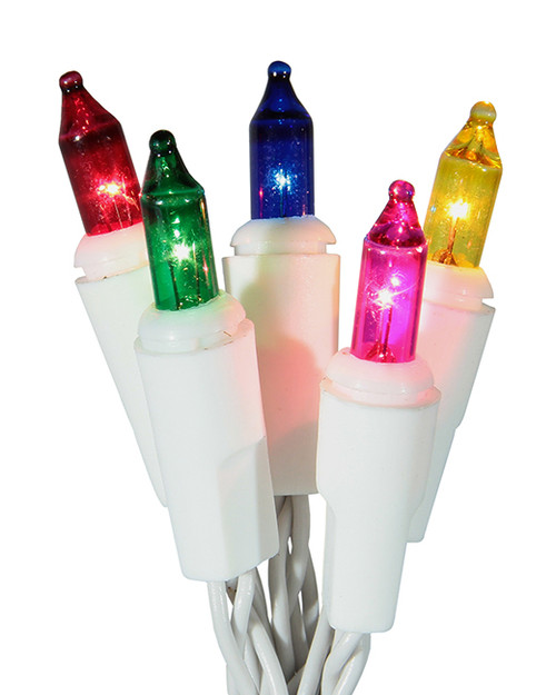 20 Battery Operated Multi-Color Mini Christmas Lights - 9.8 ft White Wire