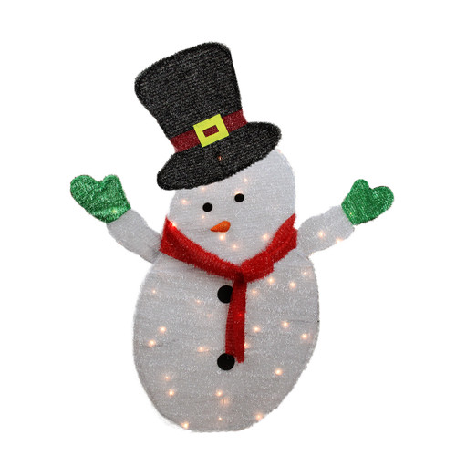 4' Lighted Winter Snowman with Top Hat Outdoor Christmas Decoration - Clear Lights