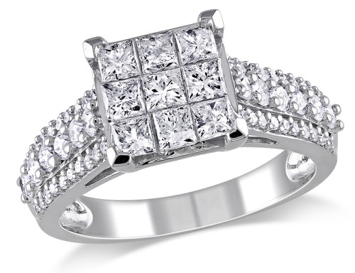 1 1/2 Carat (ctw G-H, I2-I3) Princess-Cut Diamond Engagement Ring in 10K White Gold - 08DLG1001744-6
