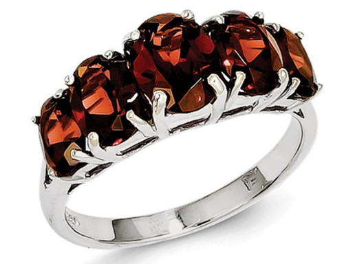 Sterling Silver Five Stone Natural Garnet Ring 4.0 Carat (ctw) - 68QGG0587GA-8