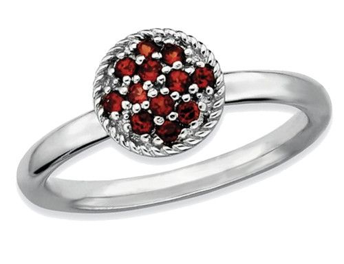 1/5 Carat (ctw) Natural Garnet Cluster Ring in Sterling Silver - 68QGG0321GA-7