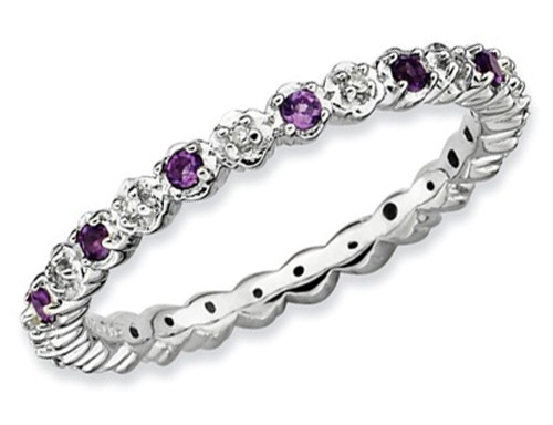 Amethyst Ring 1/5 Carat (ctw) with Diamond Accent in Sterling Silver - 68QGG0533AM-5