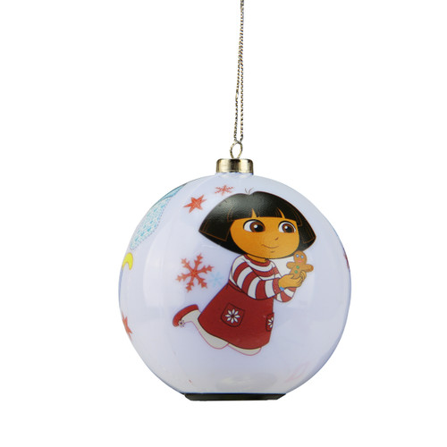 3.25" White and Red LED Lighted Dora the Explorer Christmas Ball Ornament