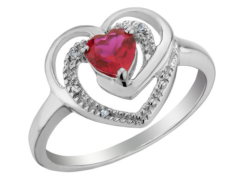 2/5 Carat (ctw) Lab-Created Ruby Heart Ring in Sterling Silver - 68CHG1324CRU-9