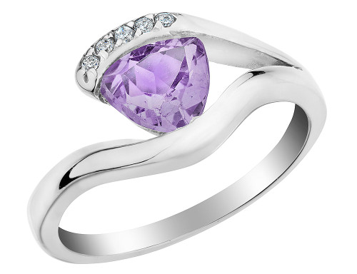 Lab-Created Alexandrite Ring 2/5 Carat (ctw) with Diamonds in Sterling Silver - 68CDG2201CAD-8