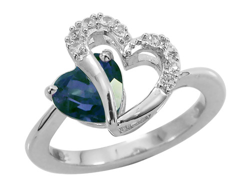 Sterling Silver Lab-Created Blue & White Sapphire Two Hearts Ring - 68HNG34307CSA-7
