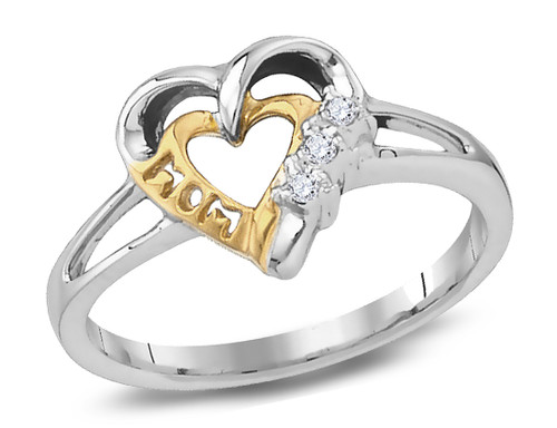 Diamond Heart MOM Ring in Sterling Silver - 68GDG4194-6