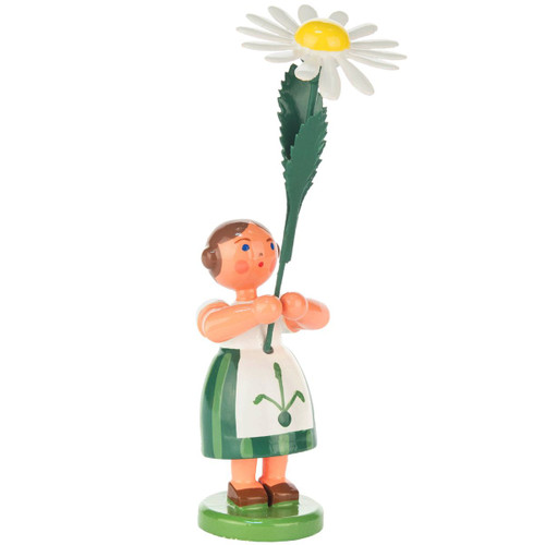 4.5" Green, Yellow, and White Daisy Flower Girl Contemporary Easter Figurine