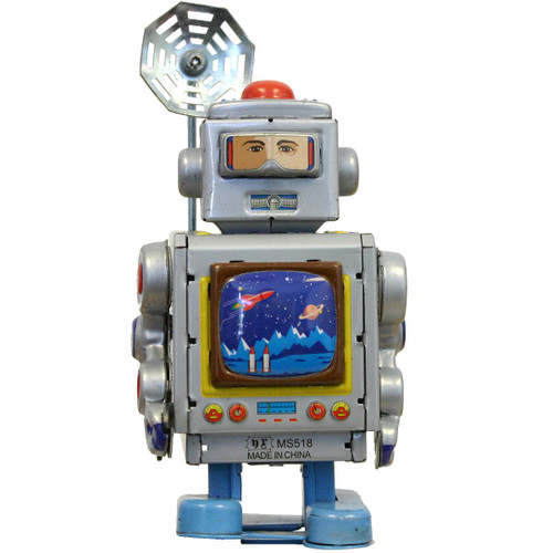 4.75" Collectible Silver Robot Tin Toy