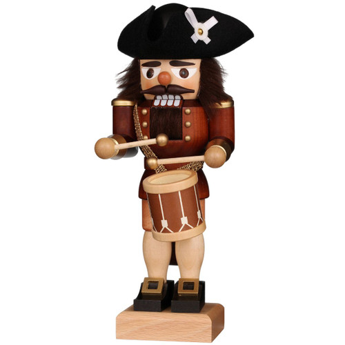 9.75" Brown and Black Christian Ulbricht Drummer Natural Nutcracker Decoration