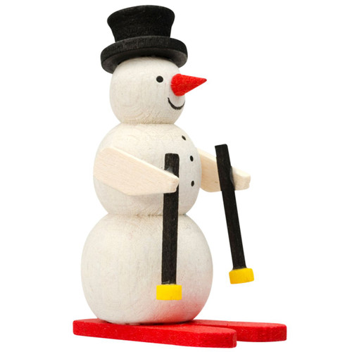 1.75" White, Red, and Black Handcrafted Snowman Skier Graupner Ornament