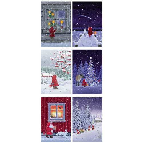 Set of 60 Korsch Scandinavian Christmas Advent Cards 19"