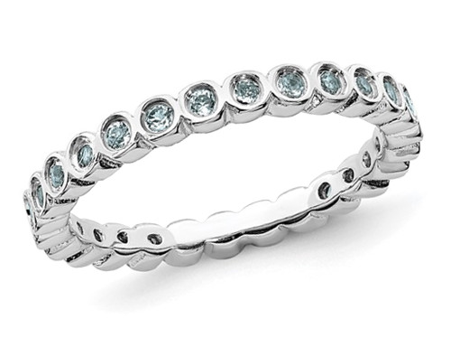 Aquamarine Ring Band 1/3 Carat (ctw) in Sterling Silver - 68QGG00364AQ-7